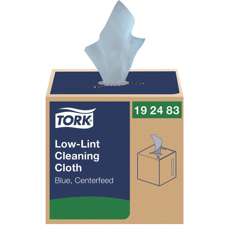 SCA TISSUE Tork® 192483 Low-Lint Cleaning Cloths, 1-Ply, 15 x 15, Blue, 240 Sheets, 4 Boxes/Carton