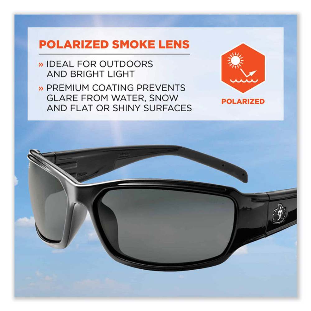 TENACIOUS HOLDINGS, INC. ergodyne® 51031 Skullerz Thor Safety Glasses, Black Nylon Impact Frame, Polarized Smoke Polycarbonate Lens