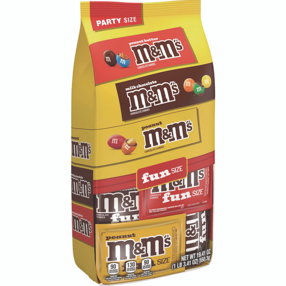 MARS, INC. & M's® 59878 M and M'S Milk Chocolate, Peanut and Peanut Butter Variety Pack Fun Size Chocolate Candy Assortment, 19.41 oz Bag