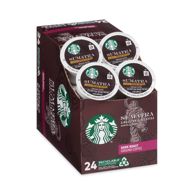 STARBUCKS COFFEE COMPANY 12565254 Sumatra Coffee K-Cups, Sumatra, 0.4 oz K-Cup, 24/Box
