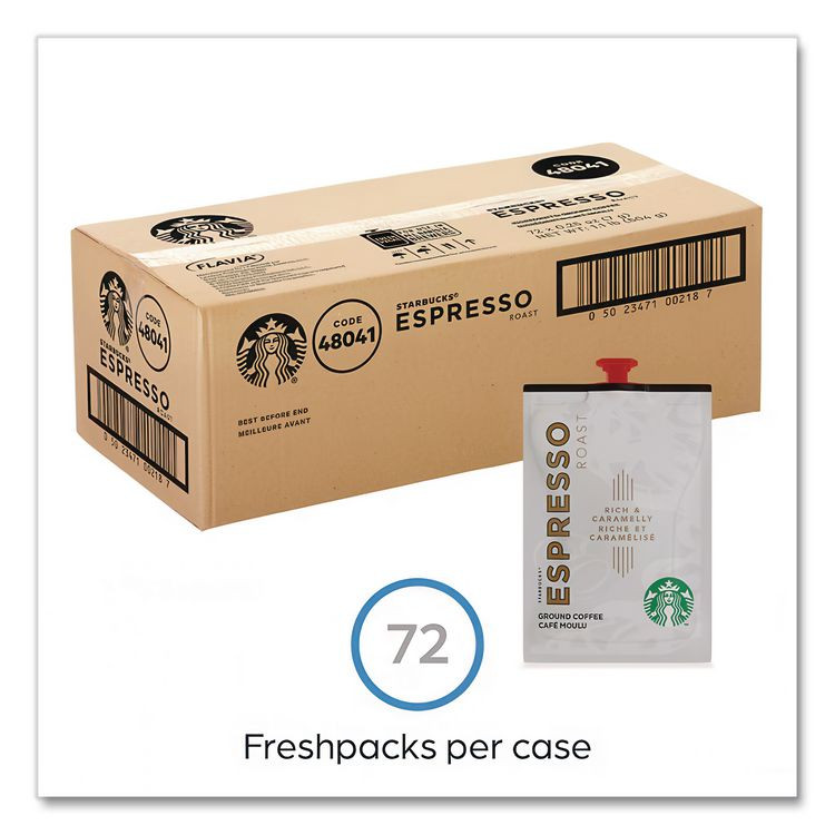STARBUCKS COFFEE COMPANY MDR00218 FLAVIA Coffee Freshpacks, Espresso Dark Roast, 72/Carton