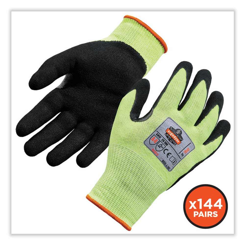 TENACIOUS HOLDINGS, INC. ergodyne® 17823 ProFlex 7041-CASE ANSI A4 Nitrile Coated CR Gloves, EN388: 4X42D, 10" Long, Medium, Lime, 144 Pairs/Carton
