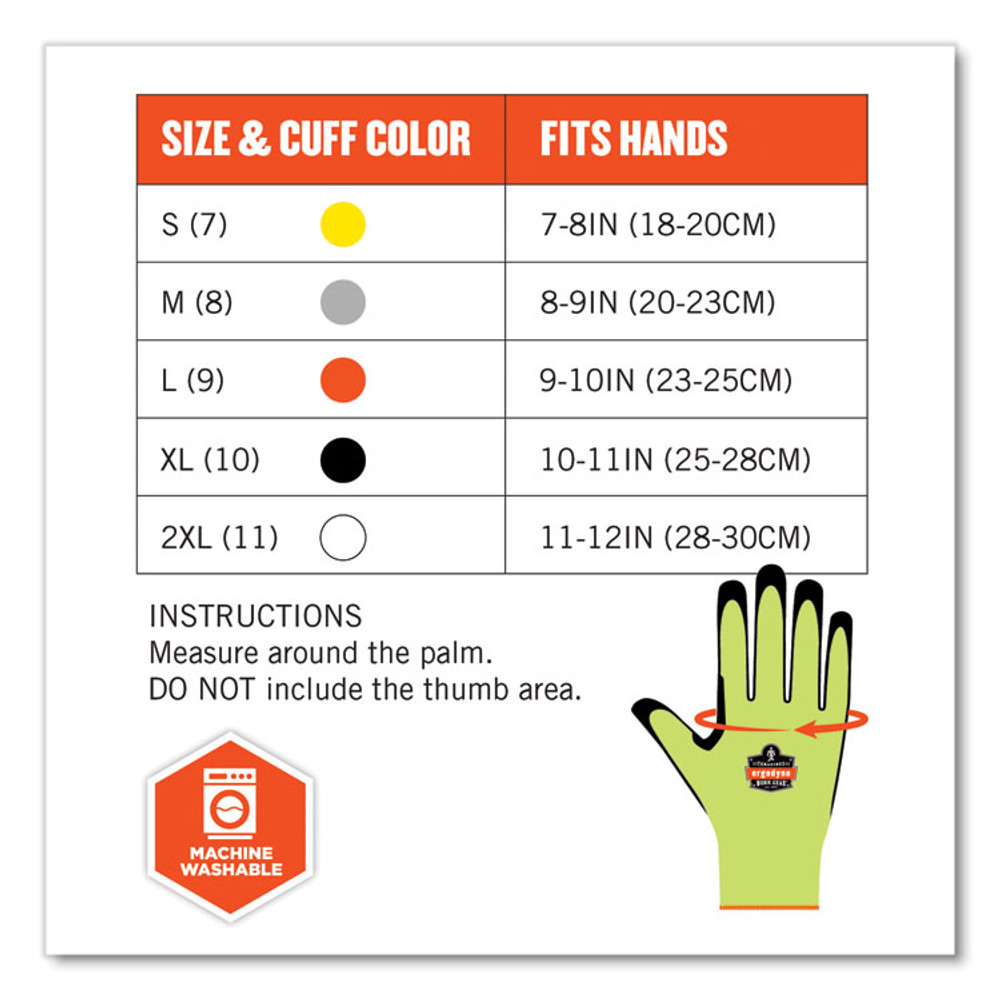 TENACIOUS HOLDINGS, INC. ergodyne® 17823 ProFlex 7041-CASE ANSI A4 Nitrile Coated CR Gloves, EN388: 4X42D, 10" Long, Medium, Lime, 144 Pairs/Carton