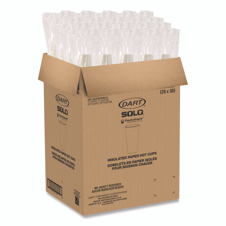 DART SOLO® DWTG20W Thermoguard Insulated Paper Hot Cups, 20 oz, White Sustainable Forest Design, 600/Carton
