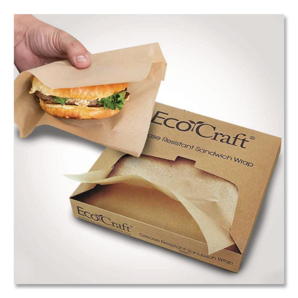 BAGCRAFT 300899 EcoCraft Grease-Resistant Paper Wraps and Liners, 14 x 14, Natural, 1,000/Box, 4 Boxes/Carton