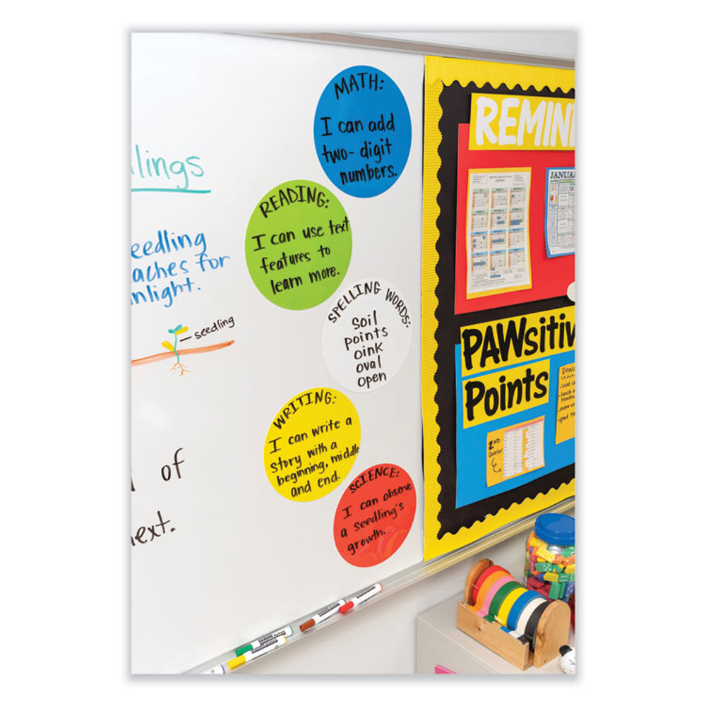 PACON CORPORATION 9012 Self Stick Dry Erase Circles, 10" x 10", Assorted Surface, 10/Pack