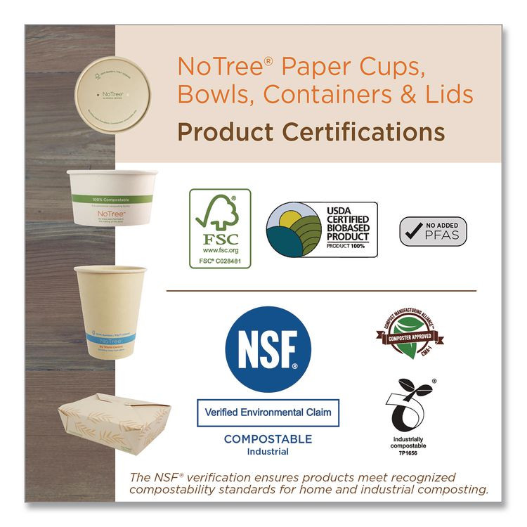 WORLD CENTRIC CUSU12 NoTree Paper Hot Cups, 12 oz, Natural, 1,000/Carton