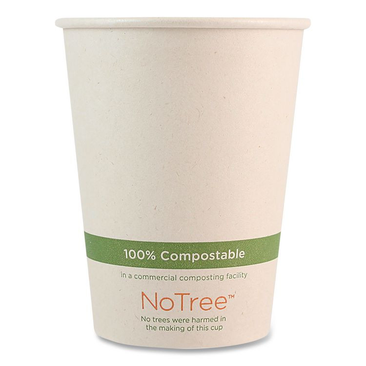 WORLD CENTRIC CUSU12 NoTree Paper Hot Cups, 12 oz, Natural, 1,000/Carton