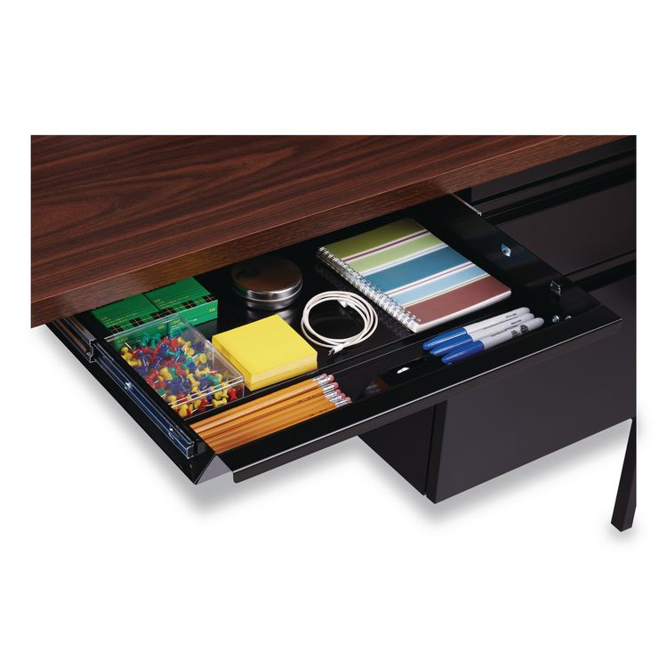 ALERA HSD6030BM Double Pedestal Steel Desk, 60" x 30" x 29.5", Mocha/Black, Black Legs