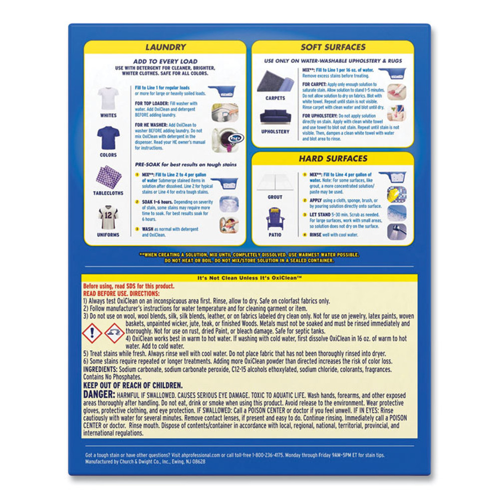CHURCH & DWIGHT CO., INC OxiClean™ 5703700069CT Versatile Stain Remover, Regular Scent, 7.22 lb Box, 4/Carton