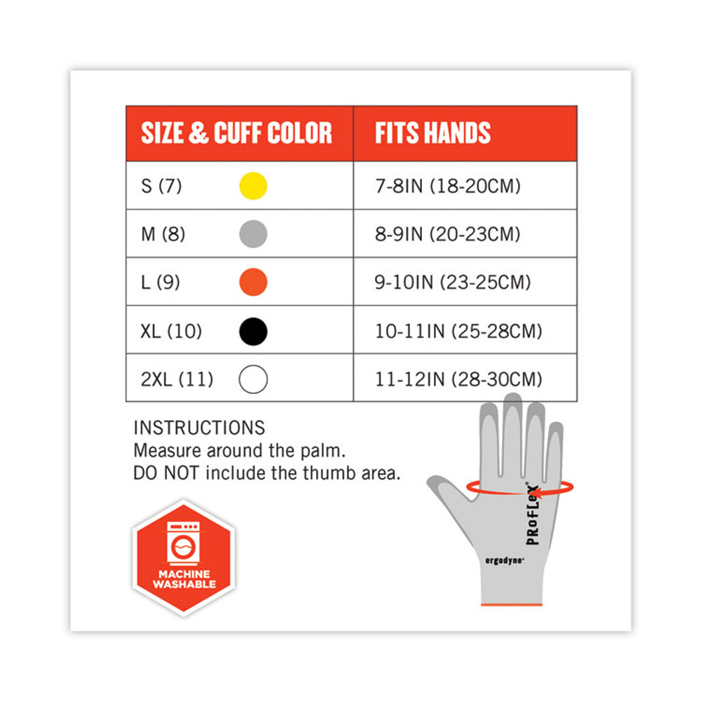 TENACIOUS HOLDINGS, INC. ergodyne® 10452 ProFlex 7030 ANSI A3 PU Coated CR Gloves, EN388: 4X42C, 9" Long, Small, Gray, 12 Pairs