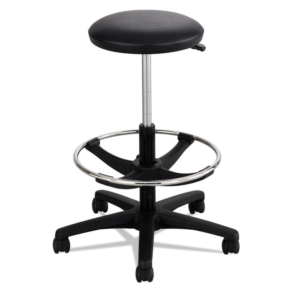 SAFCO PRODUCTS 3436BL Extended-Height Lab Stool, Backless, Supports Up to 250 lb, 22" to 32" Seat Height, Black