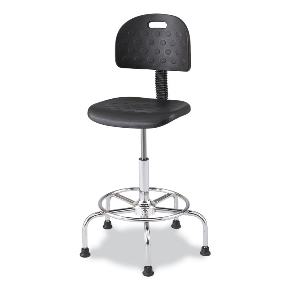 SAFCO PRODUCTS 6950BL Workfit Economy Industrial Chair, Supports Up to 400 lb, 22" to 30" Seat Height, Black Seat, Black Back, Silver Base