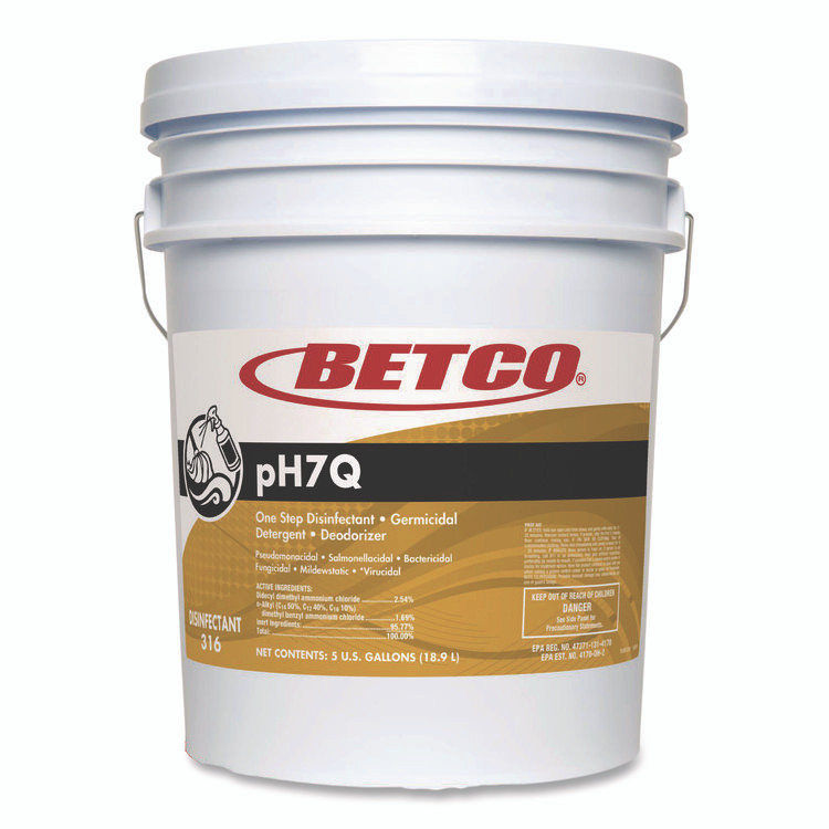 BETCO CORPORATION 3160500 pH7Q Neutral Disinfectant, Pleasant Lemon Scent, 5 gal Pail
