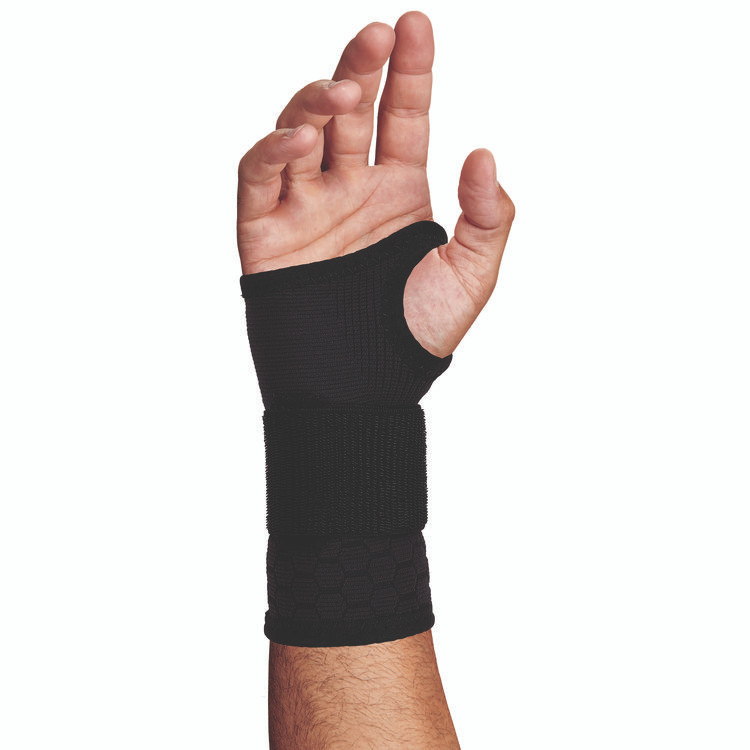 TENACIOUS HOLDINGS, INC. ergodyne® 16627 ProFlex 680 Wrist Support Sleeve with Single Strap, Medium, Fits Left Hand/Right Hand, Black
