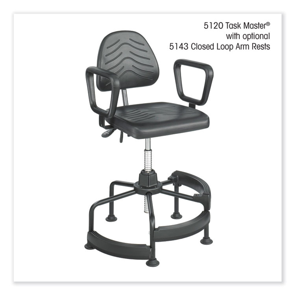 SAFCO PRODUCTS 5120 Task Master Deluxe Industrial Chair, Supports Up to 250 lb, 17" to 35" Seat Height, Black