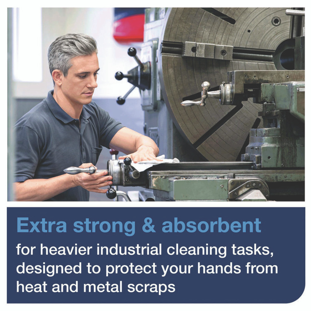 SCA TISSUE Tork® 570481 Industrial Heavy-Duty Cleaning Cloth, 1-Ply, 13.97 x, 4.25, Unscented, White, 60 Cloths, 4/Carton