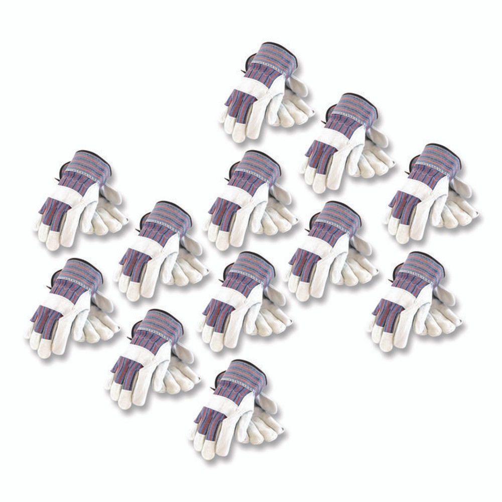 PROTECTIVE INDUSTRIAL PRODUCTS INC PIP 847532XL B/C Grade Shoulder Split Cowhide Leather Palm Gloves, Gunn Cut, Wing Thumb, X-Large, Blue/Gray, 12 Pairs