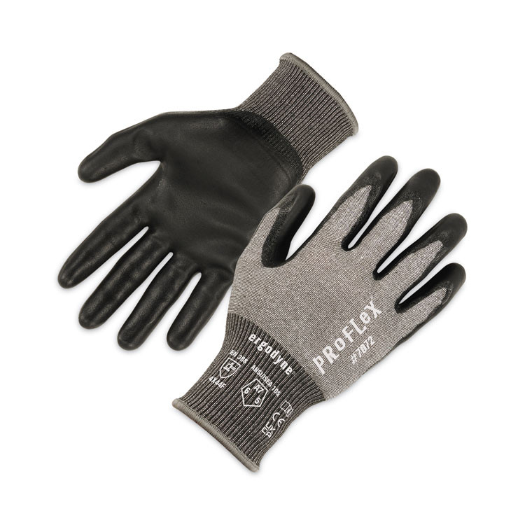 TENACIOUS HOLDINGS, INC. ergodyne® 10304 ProFlex 7072 ANSI A7 Nitrile-Coated CR Gloves, EN388: 4X44F, 9" Long, Large, Gray, 12 Pairs
