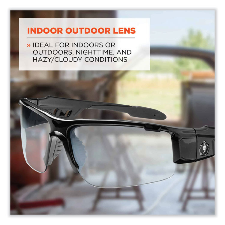 TENACIOUS HOLDINGS, INC. ergodyne® 52080 Skullerz Dagr Safety Glasses, Black Nylon Impact Frame, Indoor/Outdoor Polycarbonate Lens