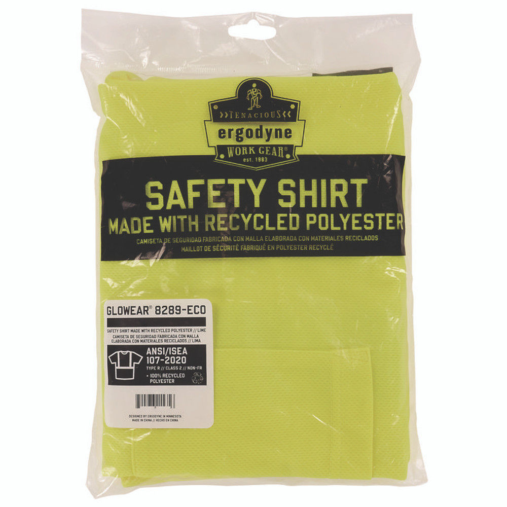 TENACIOUS HOLDINGS, INC. ergodyne® 21533 GloWear 8289-ECO Class 2 Recycled Hi-Vis T-Shirt, Medium, Lime