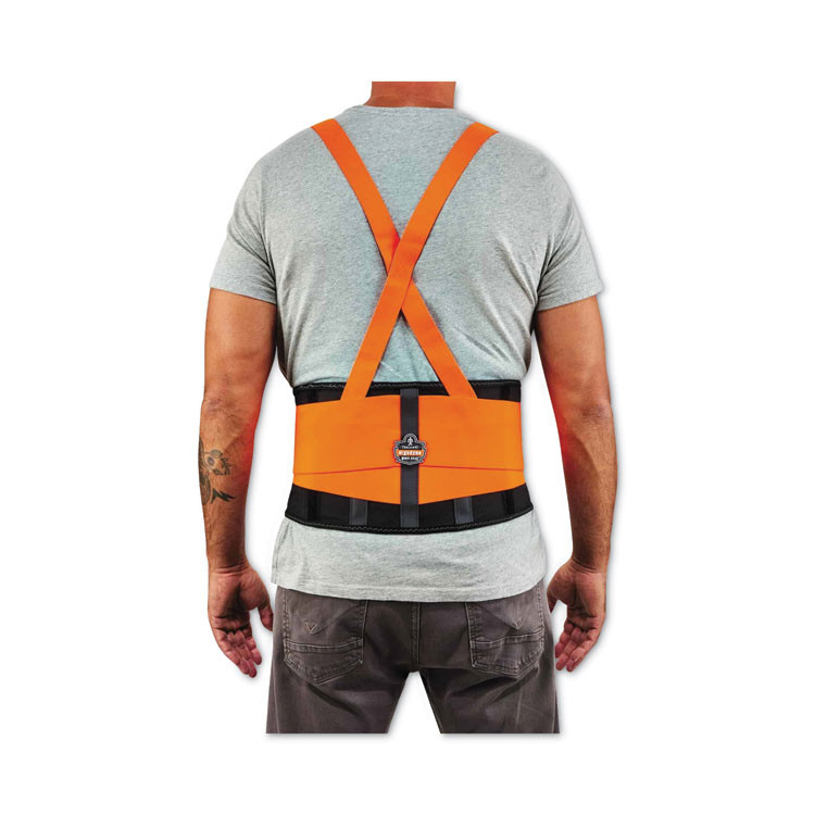 TENACIOUS HOLDINGS, INC. ergodyne® 11887 ProFlex 100HV Economy Hi-Vis Spandex Back Support Brace, 3X-Large, 46" to 52" Waist, Black/Orange