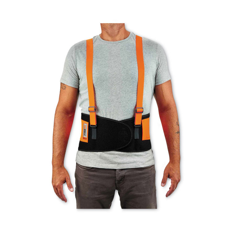 TENACIOUS HOLDINGS, INC. ergodyne® 11887 ProFlex 100HV Economy Hi-Vis Spandex Back Support Brace, 3X-Large, 46" to 52" Waist, Black/Orange