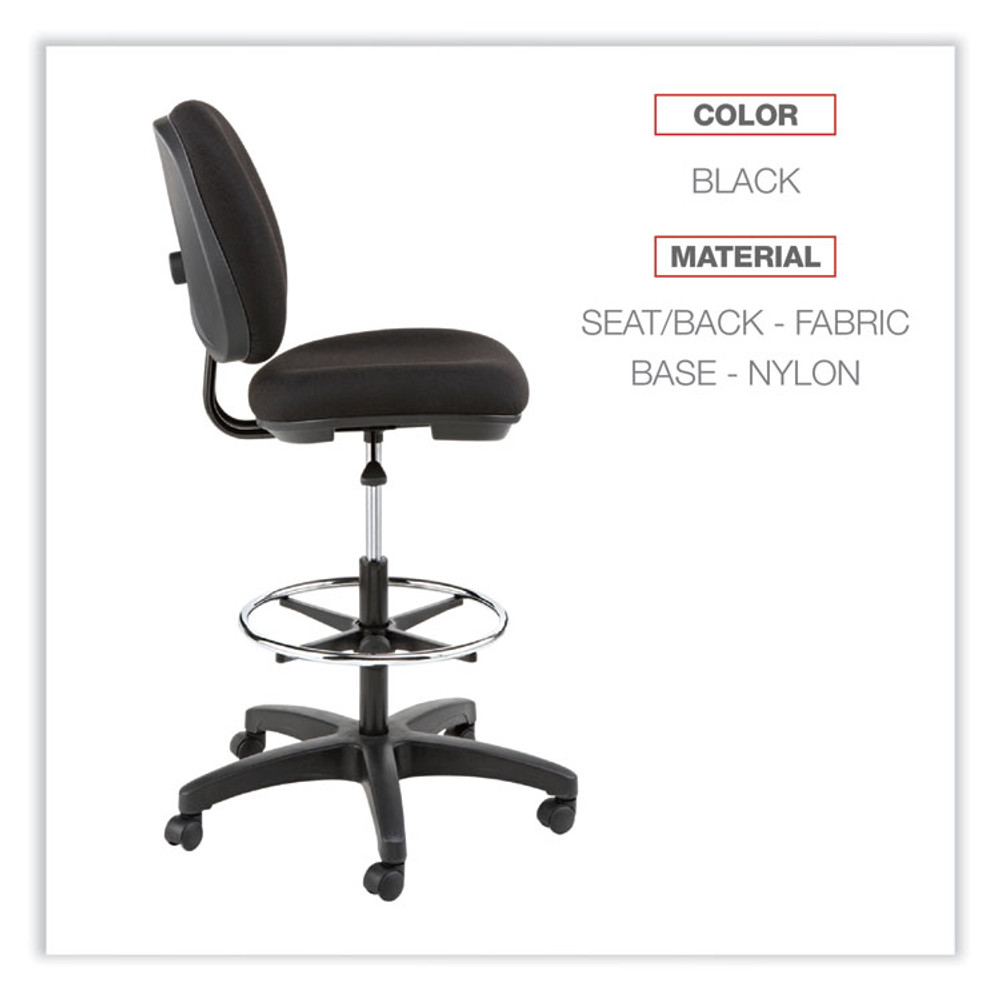 ALERA IN4611 Alera Interval Series Swivel Task Stool, Supports Up to 275 lb, 23.93" to 34.53" Seat Height, Black Fabric