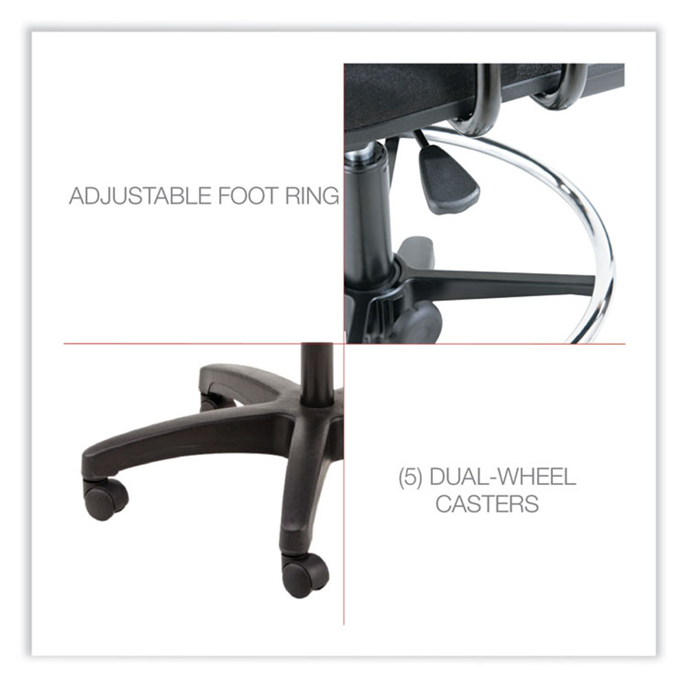 ALERA IN4611 Alera Interval Series Swivel Task Stool, Supports Up to 275 lb, 23.93" to 34.53" Seat Height, Black Fabric