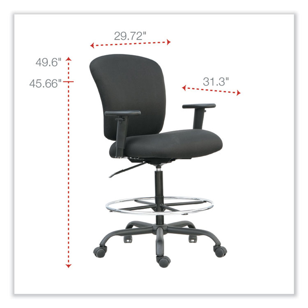 ALERA MT4610 Alera Mota Series Big and Tall Stool, Supports Up to 450 lb, 28.74" to 32.67" Seat Height, Black