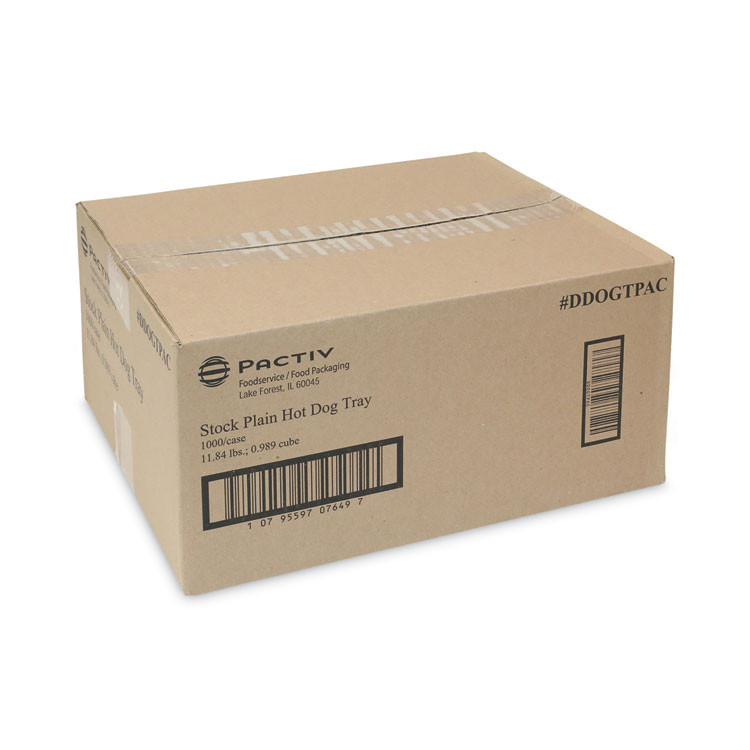 PACTIV EVERGREEN CORPORATION DDOGTPAC Paperboard Boat Basket, Hot Dog Tray with Perforations, 7 x 1.75 x 1.4, White, Paper, 1,000/Carton