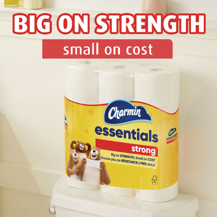 PROCTER & GAMBLE Charmin® 05044 Essentials Strong Bathroom Tissue, Septic Safe, 1-Ply, White, 429 Sheets/Roll, 36 Rolls/Carton