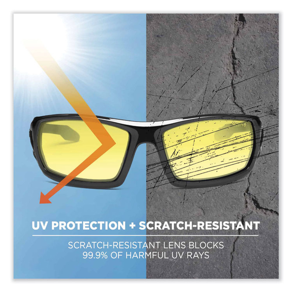 TENACIOUS HOLDINGS, INC. ergodyne® 50050 Skullerz Odin Safety Glasses, Black Nylon Impact Frame, Yellow Polycarbonate Lens