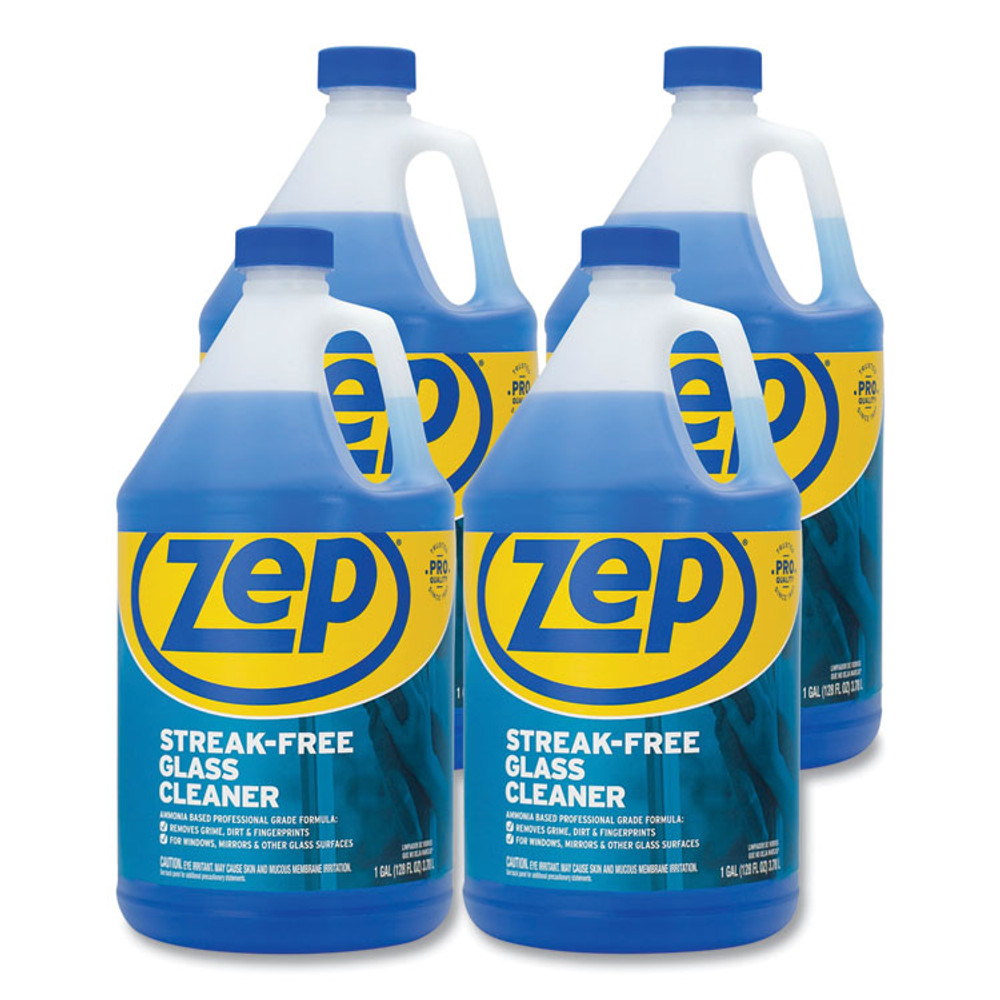 ZEP INC. Commercial® ZU1120128CT Streak-Free Glass Cleaner, Pleasant Scent, 1 gal Bottle, 4/Carton