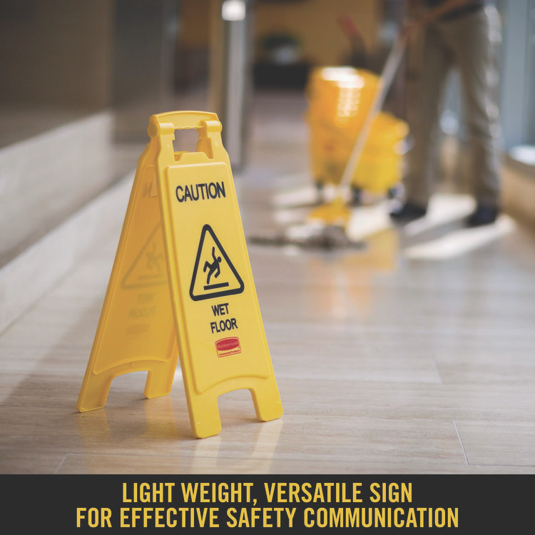 RUBBERMAID COMMERCIAL PROD. 611277YWCT "Caution Wet Floor"Caution Wet Floor" Sign, 11 x 12 x 25, Bright Yellow Sign, 11 x 12 x 25, Yellow, 6/Carton