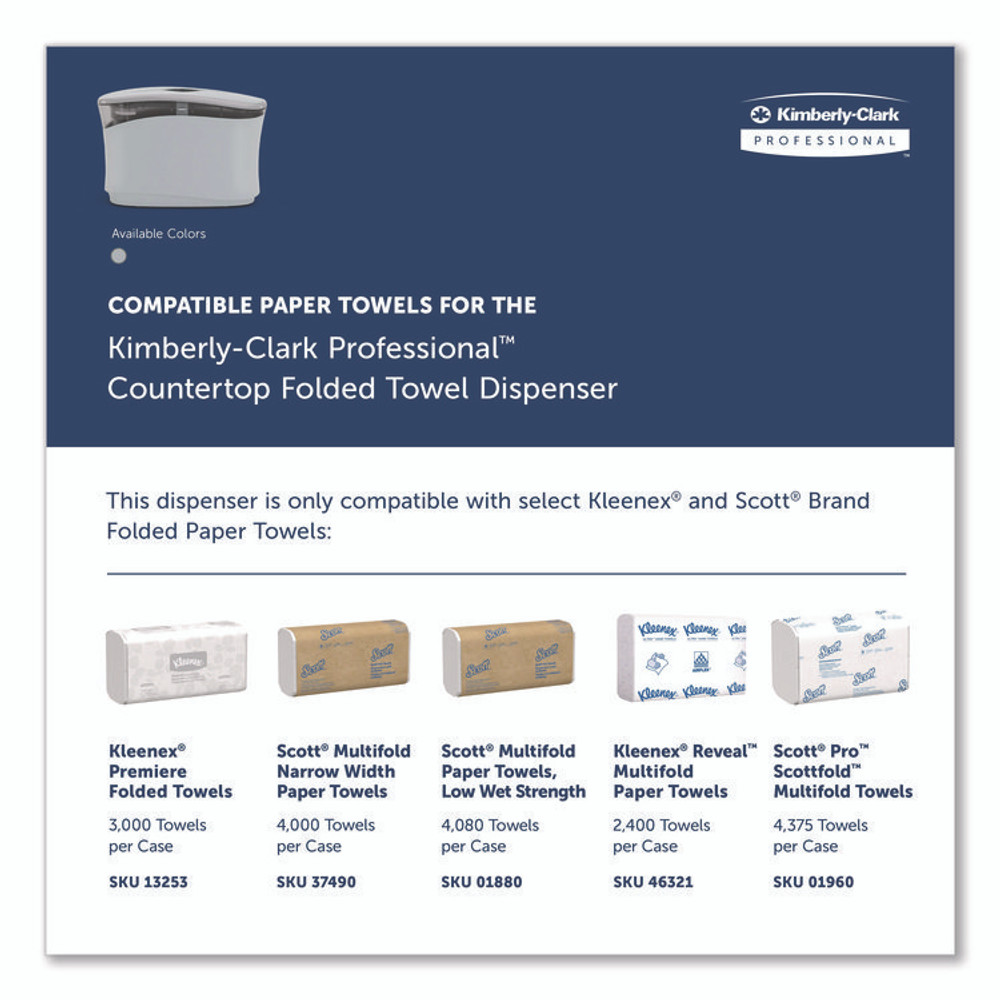 KIMBERLY-CLARK PROFESSIONAL Professional* 55760 Countertop Folded Towel Dispenser, 13.3 x 5.2 x 9, Gray