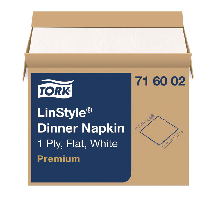 SCA TISSUE Tork® 716002 LinStyle Dinner Napkin, 1-Ply, 15 x 16, White, 1,000/Carton
