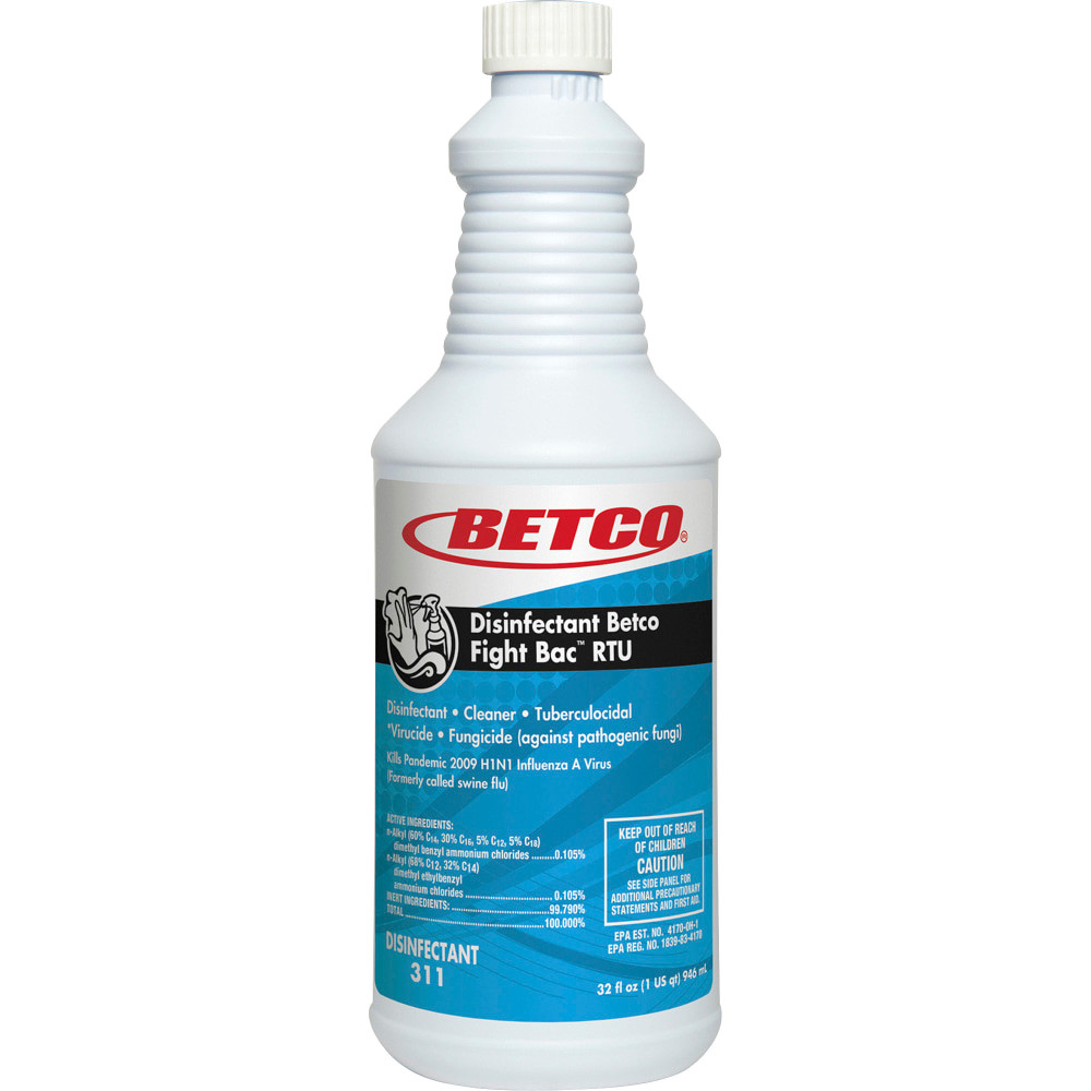 BETCO CORPORATION 3111200EA Betco Fight-Bac RTU Disinfectant Cleaner, Citrus Floral Scent, 32 Oz Bottle