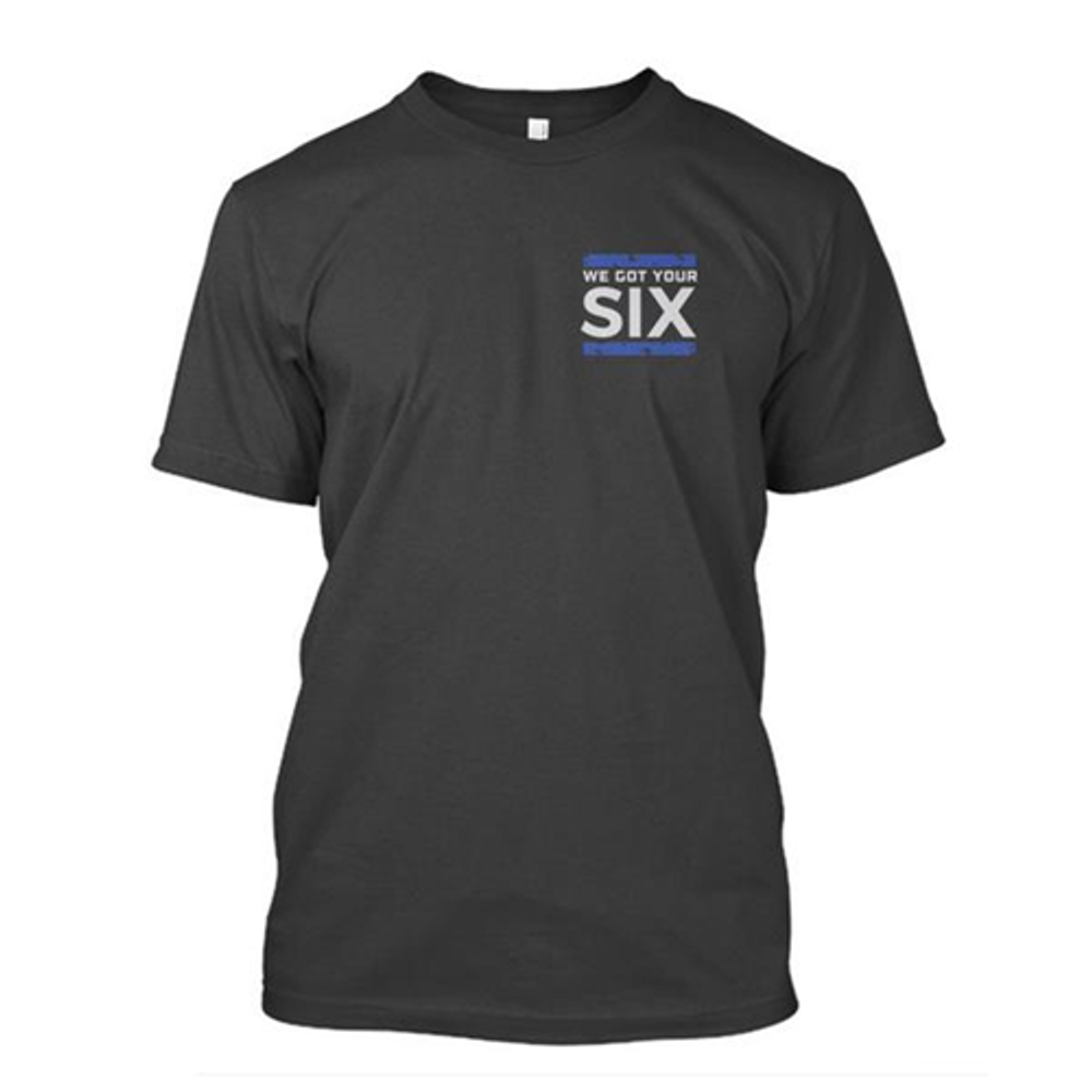 Thin Blue Line 6IX-BLACK-M Men's T-Shirt - Got Your Six