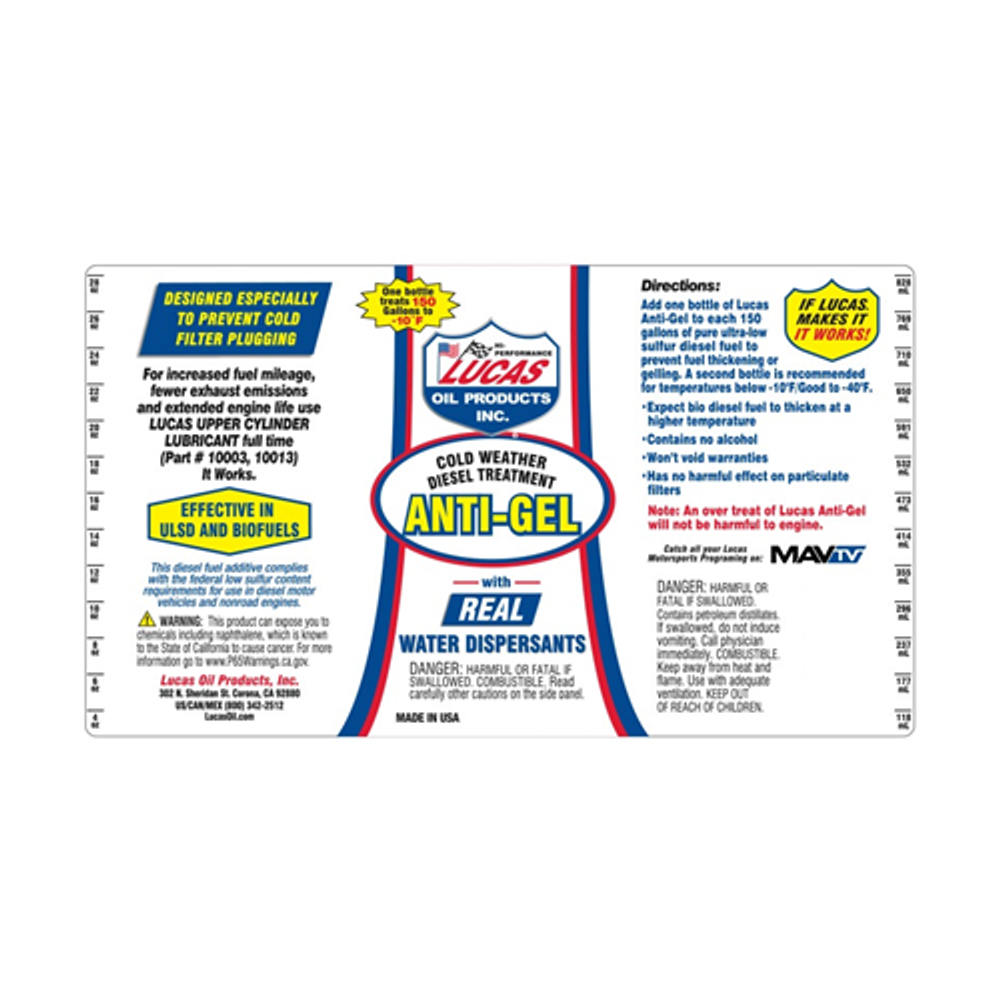 Lucas Oil 10868 Anti-Gel Cold Weather Diesel Treatment