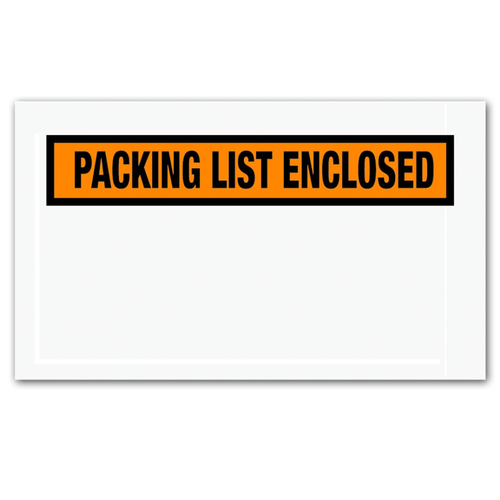 B O X MANAGEMENT, INC. Tape Logic PL24  "Packing List Enclosed" Envelopes, Panel Face, 5 1/2in x 10in, Orange, Pack Of 1,000