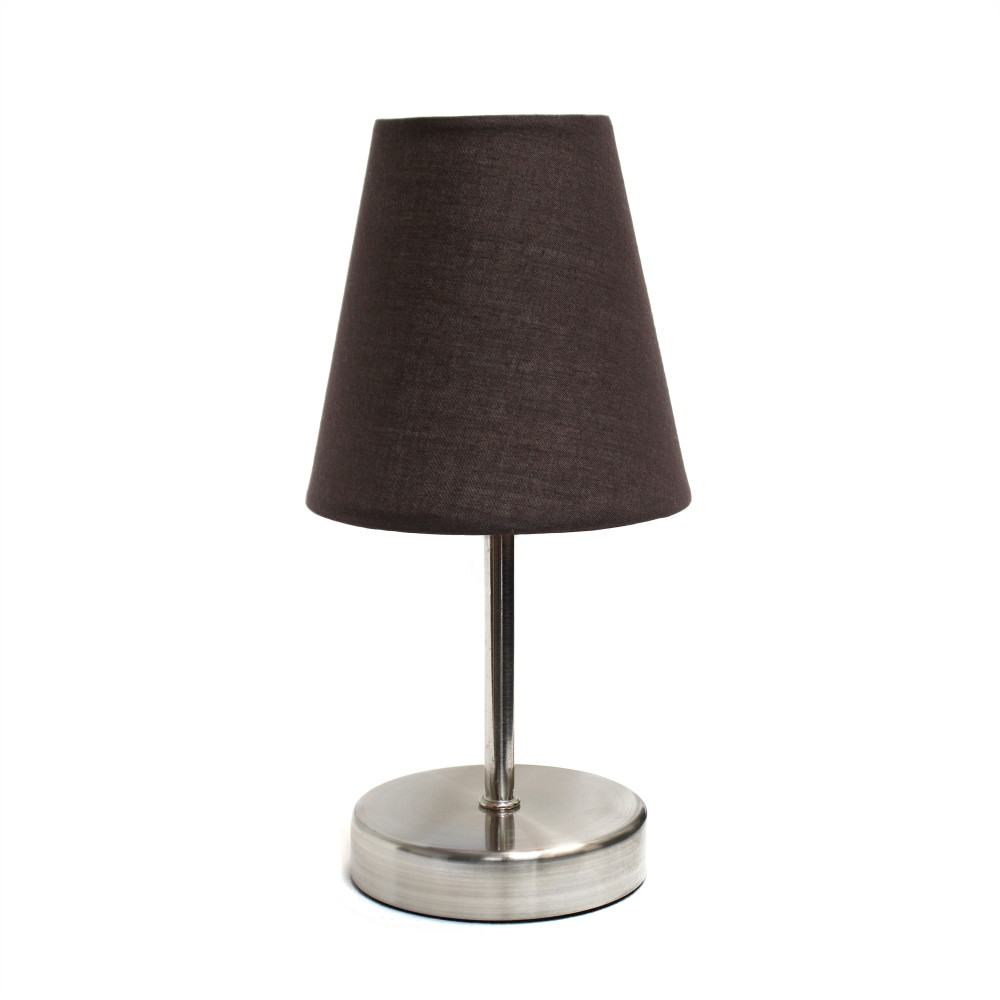 ALL THE RAGES INC Simple Designs LT2013-BWN  Mini Basic Table Lamp, 10-1/2inH, Brown Shade/Sand Nickel Base