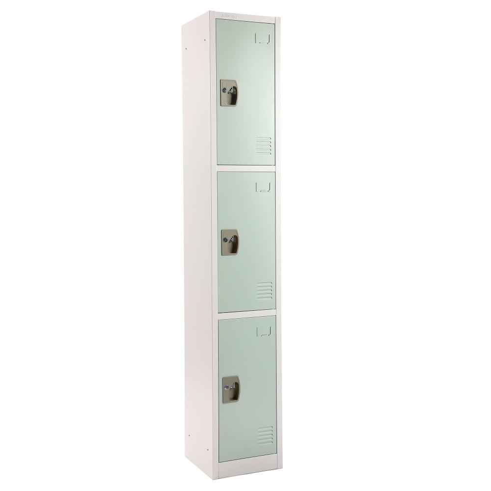 ADIR CORP. ADI629-203-MGRN-PKG-4 Alpine Large 3-Tier Steel Lockers, 72inH x 12inW x 12inD, Misty Green, Pack Of 4 Lockers