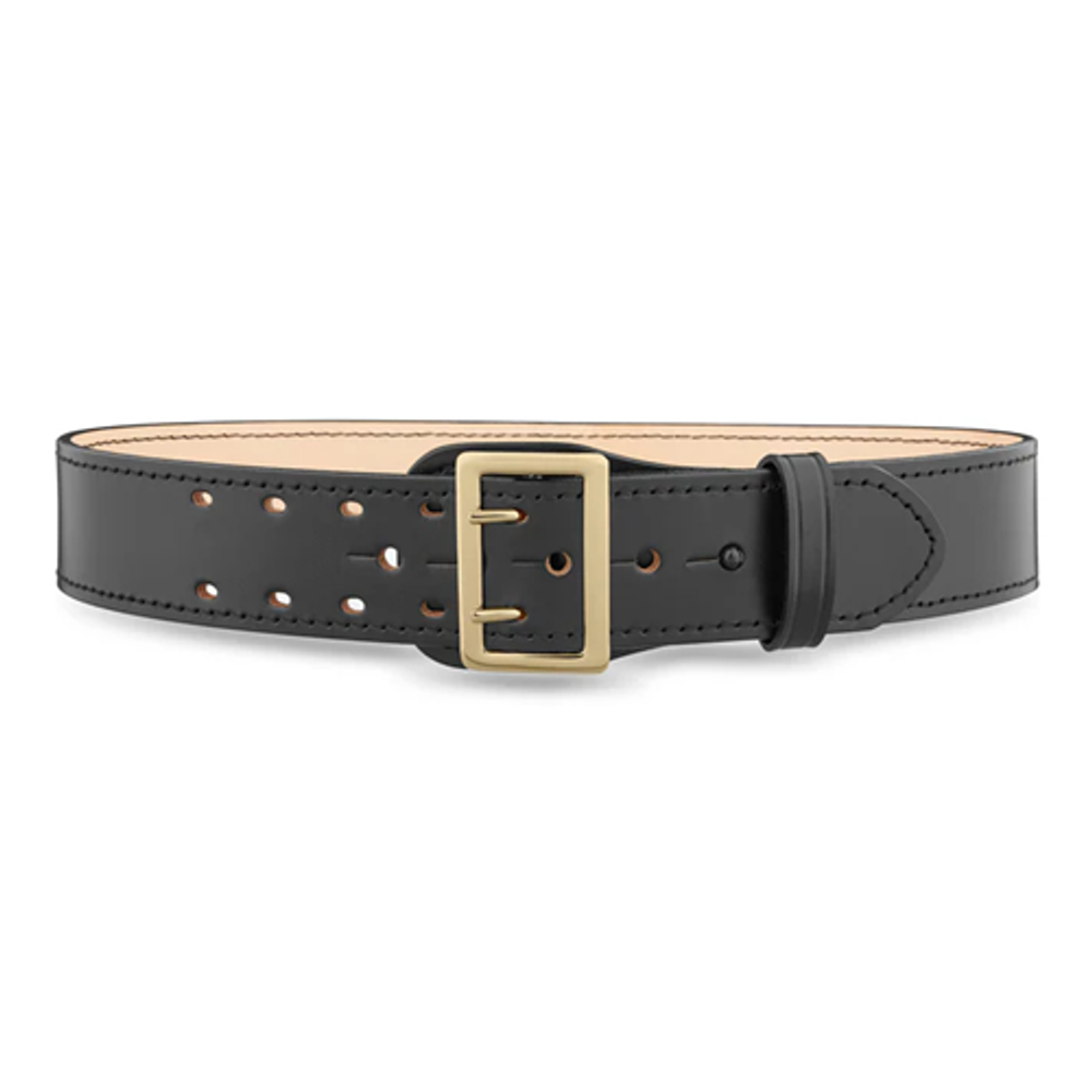 Dutyman 1011-30-9002 2-1/4"" Plain Leather Sam Browne 2-Row Stitch Duty Belt with Gold Buckle