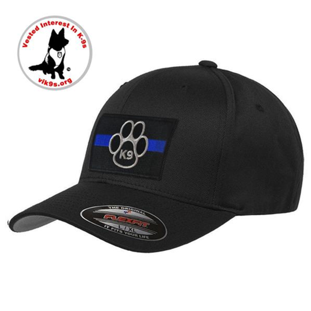 Thin Blue Line FLEX-K9-VELCRO-S Flexfit Hat, K9, Black, Velcro Removable Patch