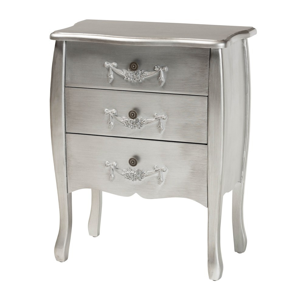 WHOLESALE INTERIORS, INC. 2721-11938 Baxton Studio Eliya 24inW Classic And Traditional Storage Cabinet, Silver
