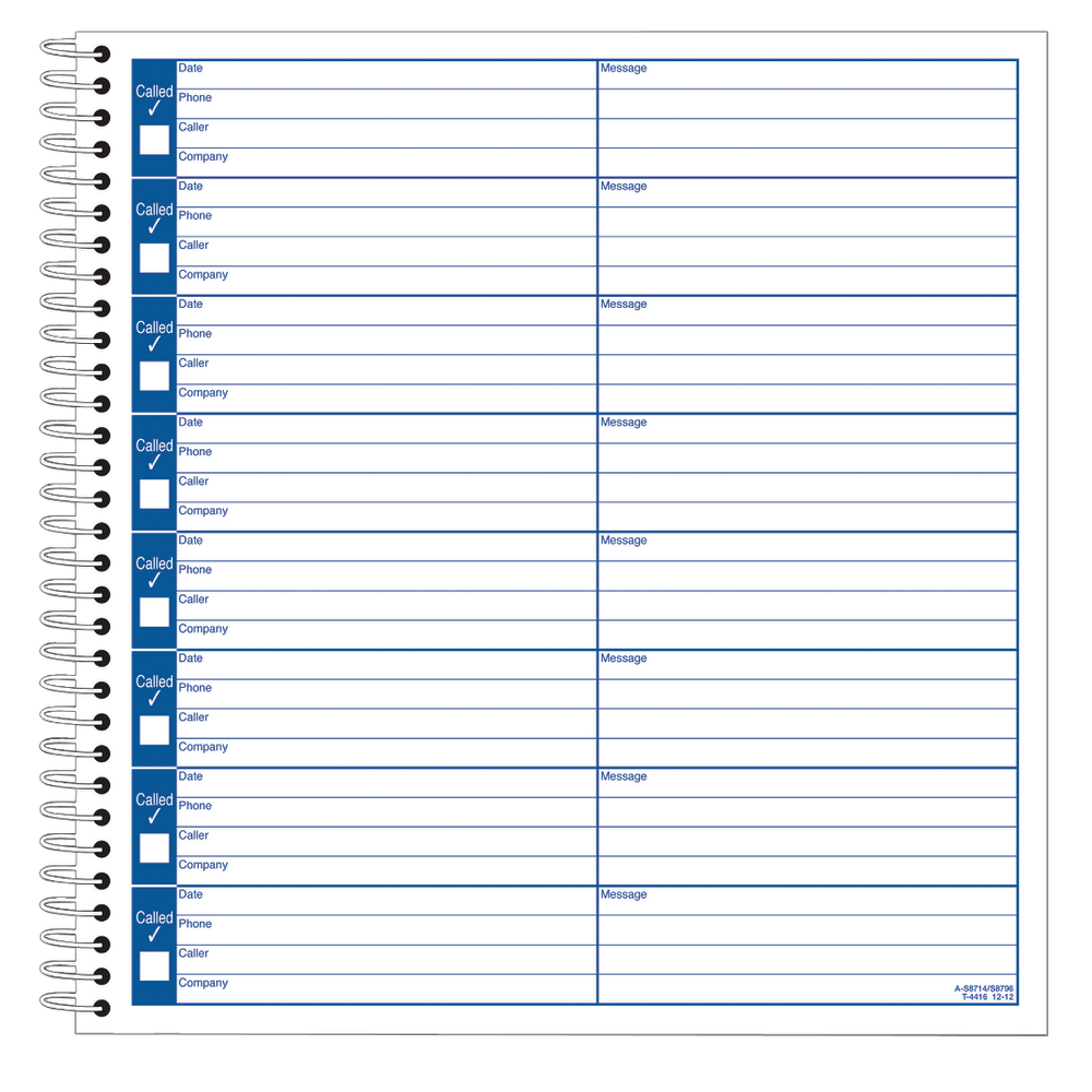 CARDINAL BRANDS, INC Adams S8796  Voicemail Log Book, 8 1/4in x 8 1/2in, 120 Pages, White/Canary Yellow