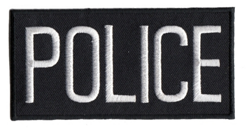 Hero's Pride 5217 POLICE Chest Patch - White/Black - 4''x2'' - Heat Seal