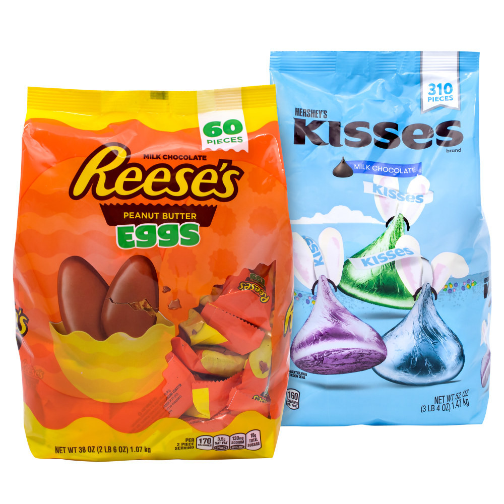 G&J HOLDINGS LLC 600-00239 Hersheys Easter Bundle, Reeses Eggs And Milk Chocolate Kisses, Pack Of 2 Varities