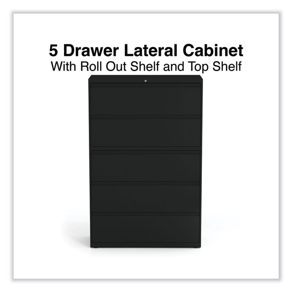 ALERA HLF4267BL Lateral File, 5 Legal/Letter/A4/A5-Size File Drawers, Black, 42" x 18.63" x 67.63"